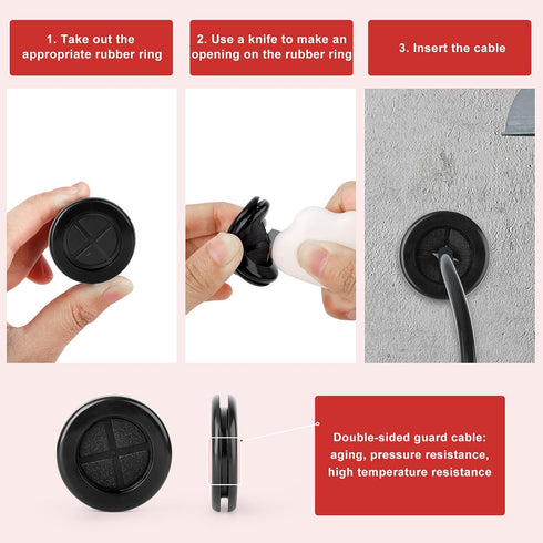 63Pcs Rubber Grommet Kit – Drill Hole Firewall Hole Plugs for Wire Protection, 6 Sizes 5/8" 13/16" 7/8" 1" 1-3/16"