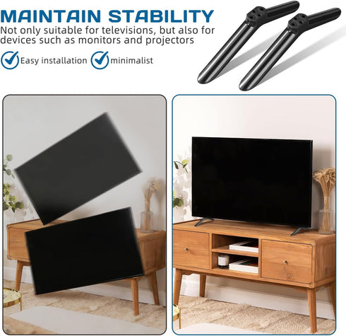 SHINEOFI 40 Inch Universal TV Base Stand Legs Screws for Flat Screen TVs Adjustable Height Modern Design Black