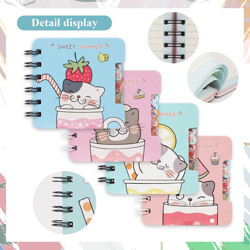 Cat Party Favors Small Cute Notepad – Kawaii Kitty School Office Supplies, Mini Kitten Spiral Notebooks