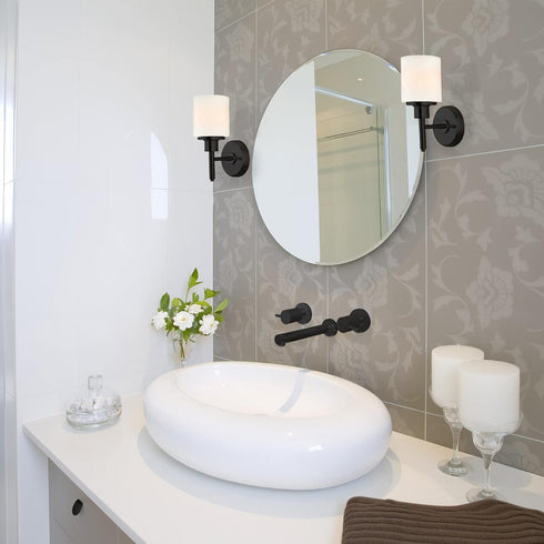 588210 1-Light Dimmable Design House Aubrey Transitional Indoor Wall Light Frosted Glass for Hallway Foyer Bathroom