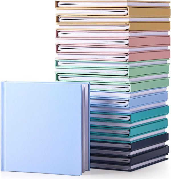 Ireer 24 Pcs Colorful Hardcover Blank Book Bulk, 5 x 5 Inch, 72 Pages, Sketchbooks for Kids to Write Stories