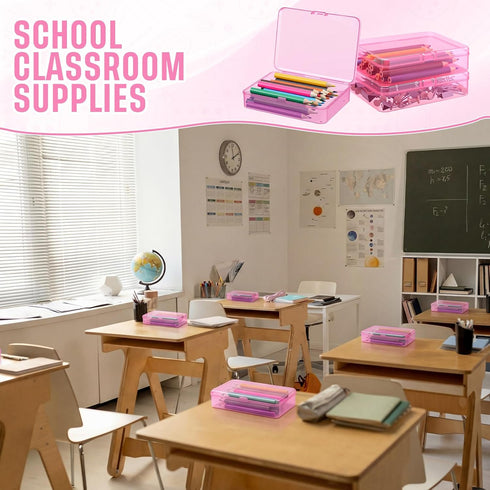 Dunzoom 25 4.53 3.35 1.1 Inches Pcs Plastic Crayon Boxes with Lids, x x Stackable Small Storage Organizer Containers