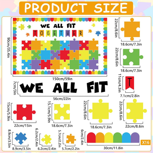 Set gisgfim Building Blocks Classroom Bulletin Board Decorations We All Fit Together Cutouts Toy Bricks Bulletin Board