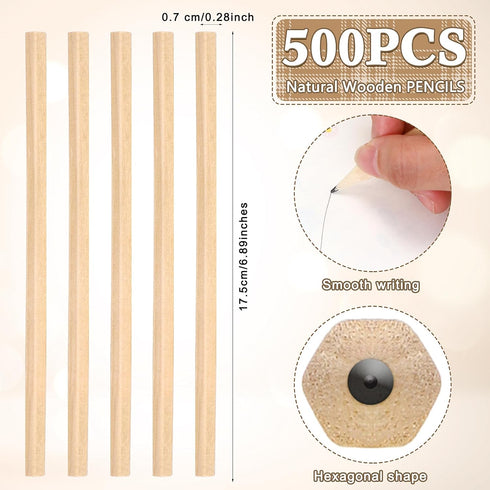 Fumete 500 Pieces Wooden Pencils Bulk, Hexagonal Grip HB Graphite Pencil Pack for Home Office Writing Supplies