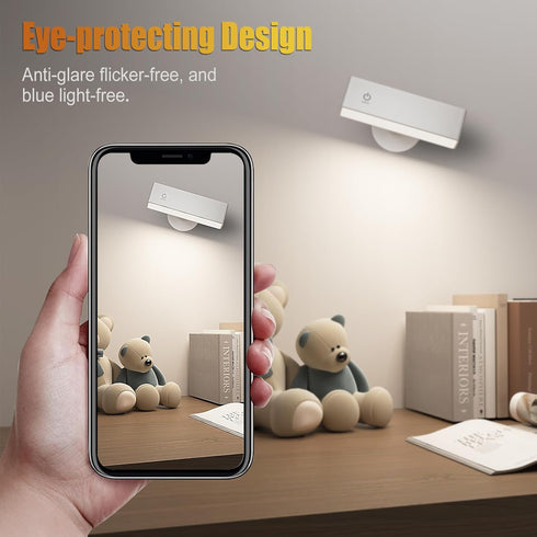 2 Pack, Dimmable 360 Honalia Rechargeable Wall Lights Cordless Wall Sconce with Magnetic Rotation & Touch Control