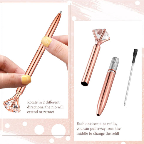 Yahenda 50 Pcs Diamond Pens - Bridal Shower Ballpoint Pen with Black Ink, Bling Pen for Women Bridesmaid Wedding