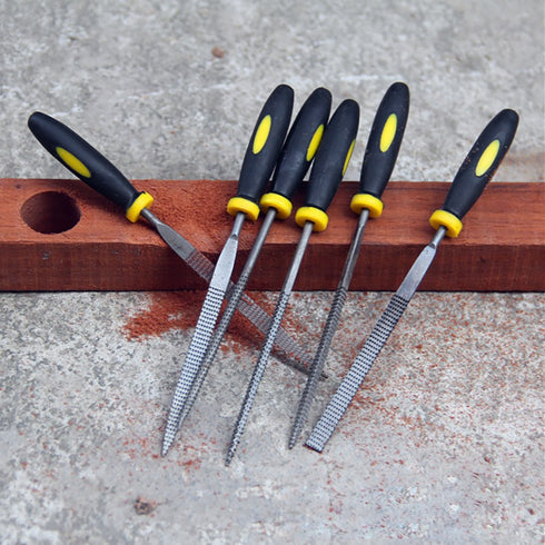 Wood Rasp File Kit - 12 Assorted Small Metal Needle Files Set with Brush and Hand Strap Carrying Case