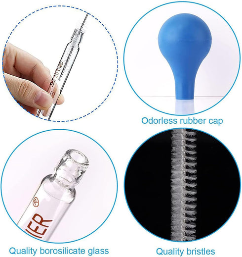 2Pcs Glass Dropper Pipettes - Graduated Lab Pipettes with Big Rubber Hat and Cleaning Brush for Liquid Transfer