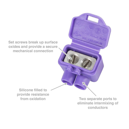 King Innovation 95015 AlumiConn Wire Connector, 10 pk, Purple