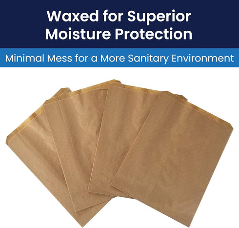 500 Count 7.5 10.5 3 Hospeco KL Waxed Kraft Receptacle Liner Bags, - Moisture-Resistant Feminine Hygiene Waste Bags