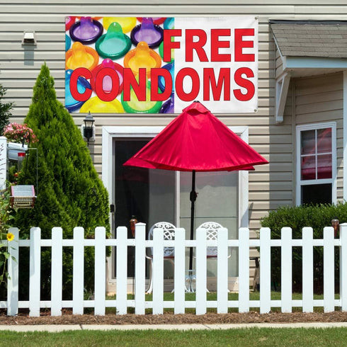 Fastasticdeals 4 Grommets 12x30Inches Vinyl Banner Multiple Sizes Free Condoms Red Rainbow Health & Medical Outdoor