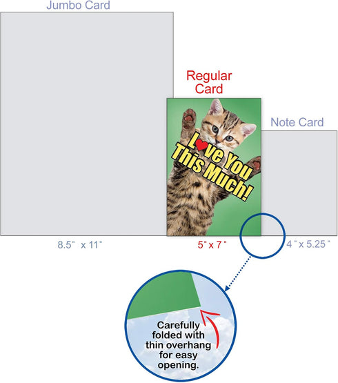 The Best Card Company - 1 Father's Day Card for Dad, Pa, Pop, Daddy, Stepfathers w/Envelope - Cat Love You