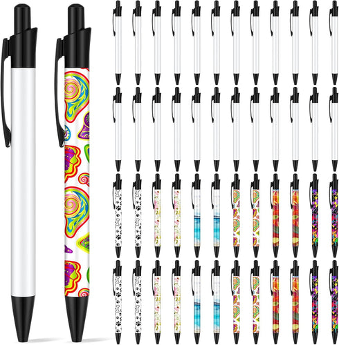 Yexiya Sublimation Pens, Blank Heat Transfer Ballpoint Pen with Shrink Wrap, Customized Clip for School Supplies