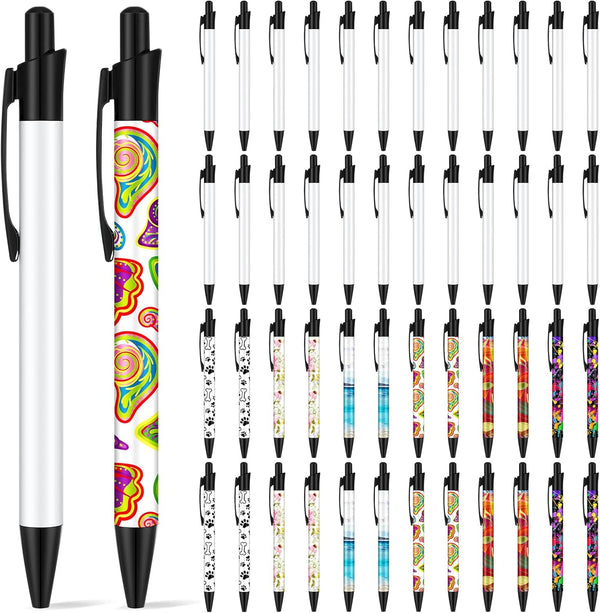 Yexiya Sublimation Pens, Blank Heat Transfer Ballpoint Pen with Shrink Wrap, Customized Clip for School Supplies