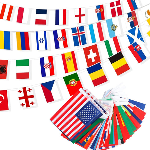 International Flags of The World Pennant Bunting - 100 Countries Flag Banner for Themed Parties