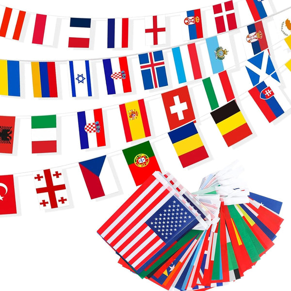 International Flags of The World Pennant Bunting - 100 Countries Flag Banner for Themed Parties