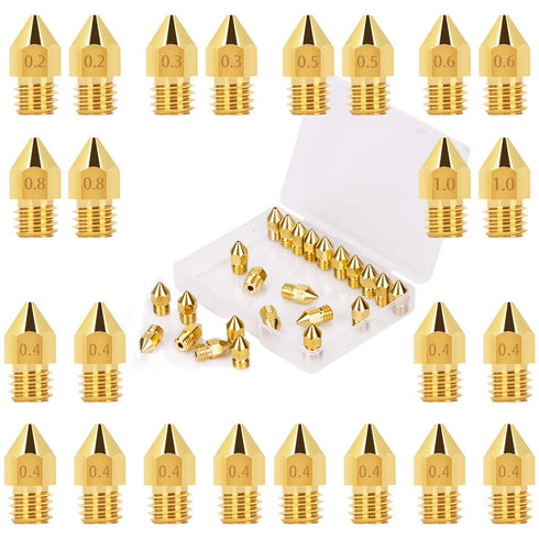 Luter 24PCS Extruder Nozzles, 3D Printer Nozzles for MK8 with Free Storage Box for Makerbot Creality CR-10 Ender 3 5