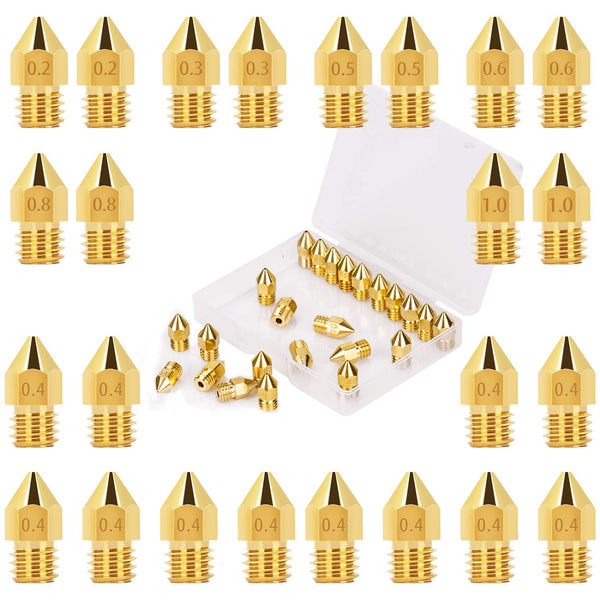 Luter 24PCS Extruder Nozzles, 3D Printer Nozzles for MK8 with Free Storage Box for Makerbot Creality CR-10 Ender 3 5