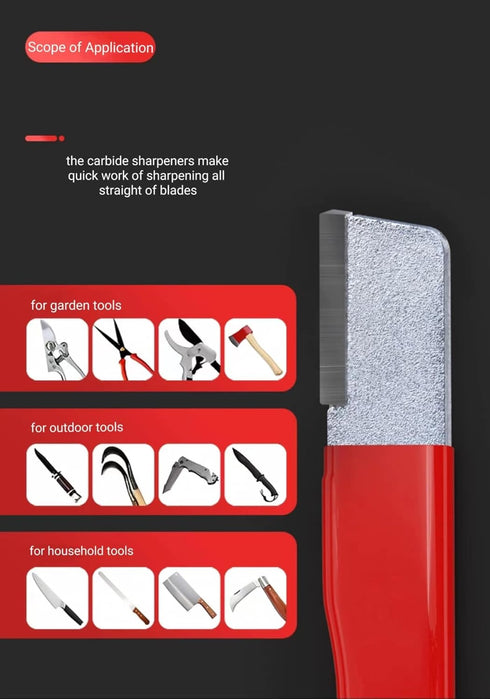 Handheld Garden Tool Sharpener, Carbide Knife Sharpener for Quick Pocket Blade Sharpening