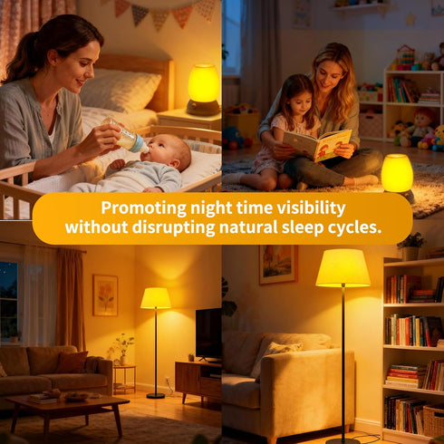 LQ BSDERA 1800K Bulbs 5W Bulbs, a19 E26/E27 3PK Amber Light for Sleep, Blue Light Free Light Promote Melatonin