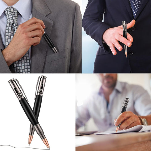 Chinco 2 Pieces Bolt Action Pen - Wood Ballpoint Solid Brass Bullet Shaped Metal Pen with 2 Refills and Present Boxes