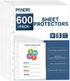PANDRI 600 Pack Clear Heavy Duty Plastic Page Protectors, Fits Standard 8.5 x 11 Paper, 11-Hole for 3 Ring Binder