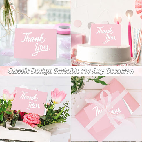 600 4x6 Inch Set Pcs Pink Thank You Cards Bulk with Kraft Envelopes and Stickers Blank Thank You Notes Box Minimalistic