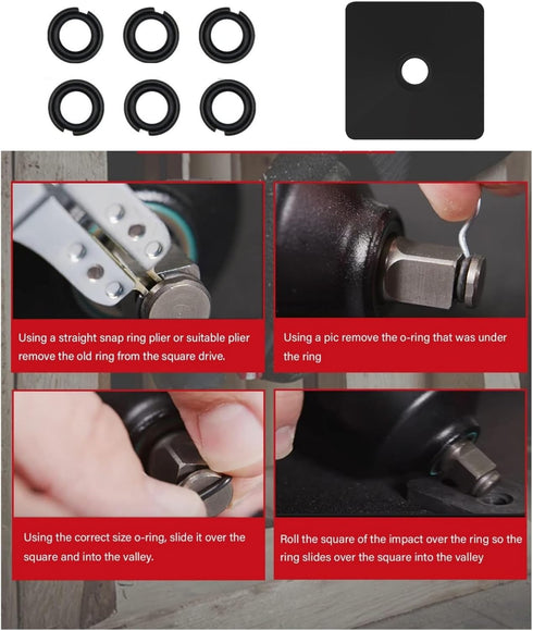 (6 Sets) 1/2" Retaining Ring Clip with O-Ring for Milwaukee Electric/Pneumatic Type Impact Wrench, Retainer Ring Anvil Install Tool Included by ZLLITONS