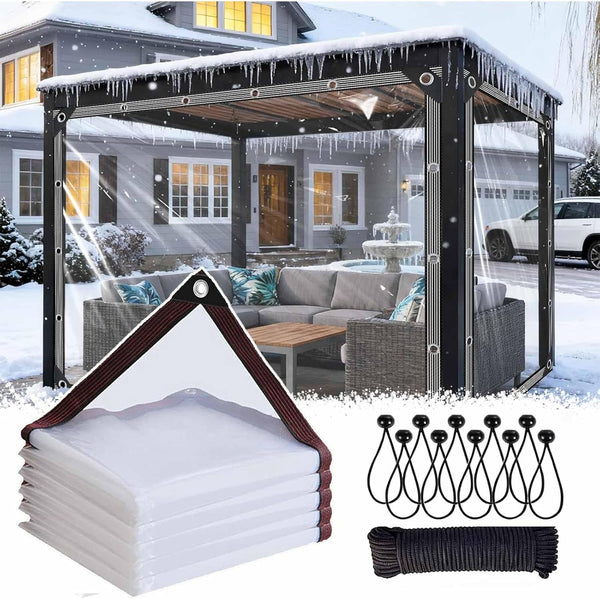 generic 7x14 FT Clear Tarp - Heavy Duty Waterproof Plastic Tarps with Grommets,