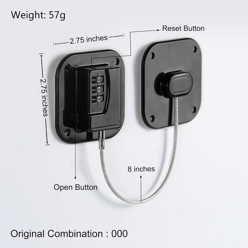 Refrigerator Lock, Heavy Duty Fridge Lock, Combination Lock for Refrigerator Cabinets, Drawers, Safety Lock, Easy Install No Keys Needed (Black-2Pack) by Coipdfty
