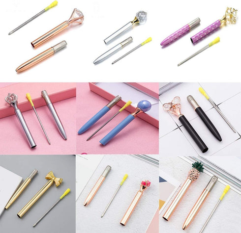 DUNBONG Black and Blue Ink Pen Refills, Replacement Metal Ballpoint Refill 3.2 in for Big Diamond or Crystal Pen, Pack