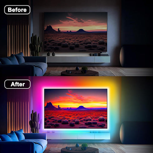 Daymeet LED Lights for TV, RGB 9.84ft TV LED Lights for 32-43in TV, Dreamcolor Music Sync TV Backlight Color Changing, Bluetooth APP Remote Control TV LED Strip Lights for Home Gaming Room Xmas by Daymeet
