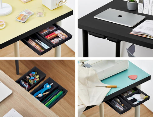 Bostitch Konnect Under Desk Drawer, Self-Adhesive Slide Out Storage Organizer with 4 Customizable Dividers (2-Pack)