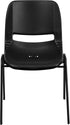 EMMA 14" + OLIVER Kid's Black Ergonomic Shell Stack Chair - Black Frame and H Seat