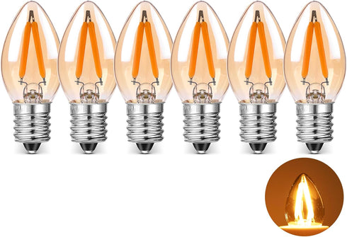 C7 LED Light Bulbs, Low Wattage 15W, E12 Screw Base, 1.5W Small Bulb, 2200K Warm White, Mini Replacement Light Strings,