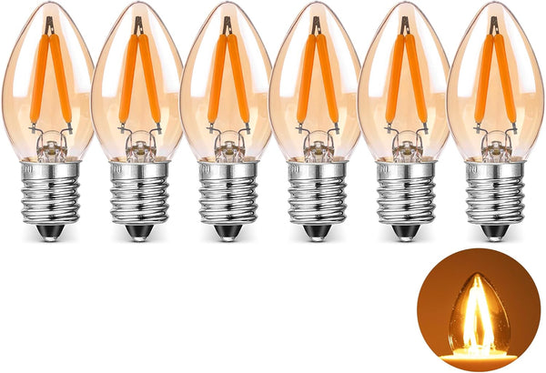 C7 LED Light Bulbs, Low Wattage 15W, E12 Screw Base, 1.5W Small Bulb, 2200K Warm White, Mini Replacement Light Strings,