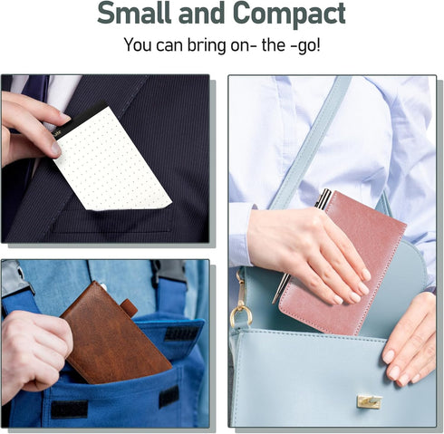 WEMATE 10 Pieces Small Notepad Holder Set, Pocket Notebook with 8 Memo Book Refills and Metal Pen, 3 x 5 Inch, Rose Gold