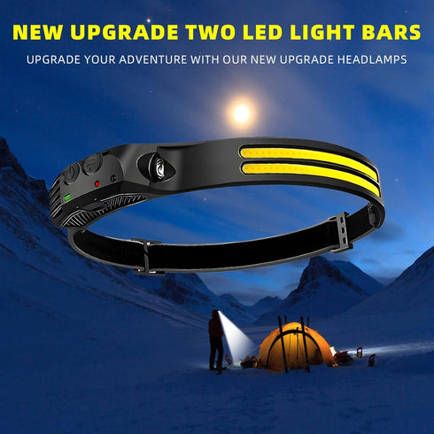 LED Headlamp Rechargeable 2PCS - 230 COB Super Bright Head Lights for Forehead, Hard hat Light for Adults, USB C Headband Flashlight for Work, Hiking, Running, Camping Essentials Gear by Beccason