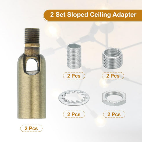 2pcs 180 M10 MECCANIXITY Sloped Ceiling Adapter, Degree Swivel Fine Thread Sloped Ceiling Light Fixture Adapter