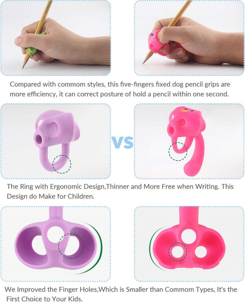 Training Grips for Pencil, Firesara Training Grips for Kids Handwriting Ergonomic 5 Fingers Fixed Sets for Posture