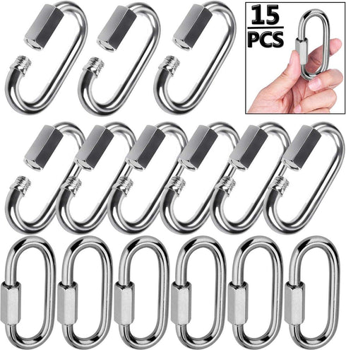Quick Link, Lsqurel 304 Stainless Steel D Shape Locking Carabiner for Outdoor Use, Heavy Duty Chain Link (200lb-3000lb