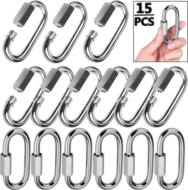 Quick Link, Lsqurel 304 Stainless Steel D Shape Locking Carabiner for Outdoor Use, Heavy Duty Chain Link (200lb-3000lb