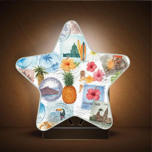 Burbuja 0.2W Tropical Patchwork Stamp LED Night Light Plug into Wall Star-Shaped Nightlight Dusk to Dawn Auto Sensor