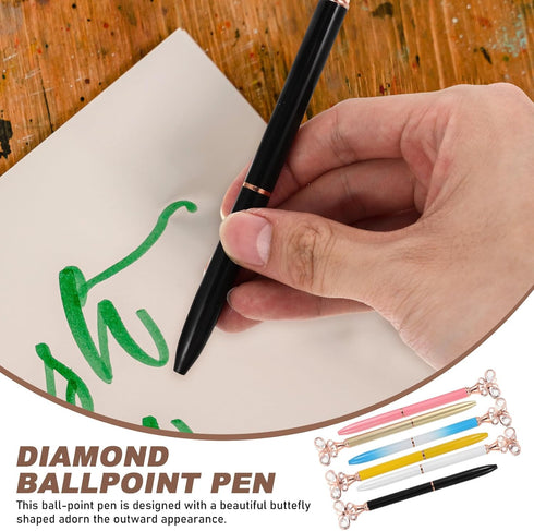 STOBOK Creative Ballpoint Pens, Diamond Butterfly Roller Ball Pens for School Office, Pack of 6