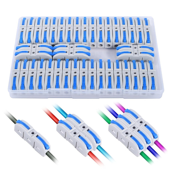 HTCELLE 40-Piece Inline Wire Connectors Kit, Quick Connect Push in Compact Splicing Electrical Connectors