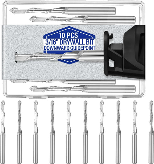 Tondiamo 10 Pcs Drywall Router Bits 3/16 Drywall Rotor Tips M2 High