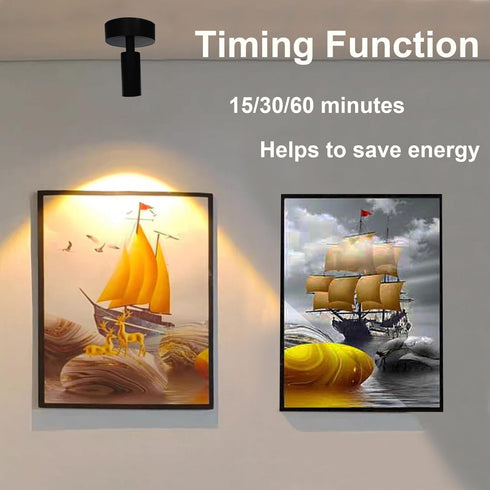 2 Pack Dimmable 3 350 Black LED Lights for Bedroom - Battery Wall Light with Lighting Colors, Rotate, Magnetic and USB