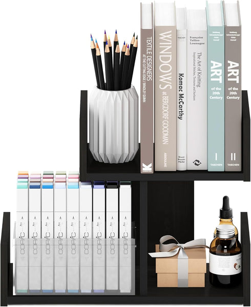 Furinno Hermite Wooden Desktop Bookshelf Storage Organizer for Home and Office Supplies, Espresso Finish