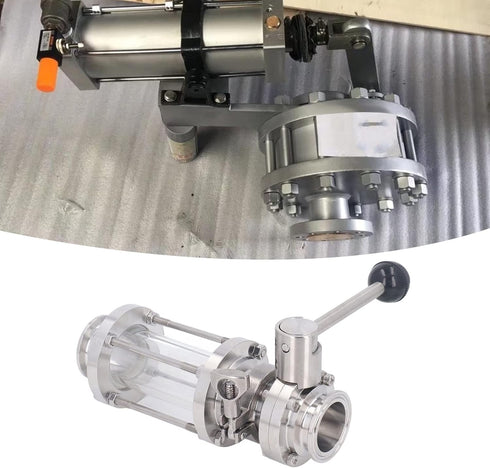 Cufaee (38mm 1.5in Sanitary Butterfly Clamp Valve, Stainless Steel Butterfly Valves with Silicone Washer, Clamp