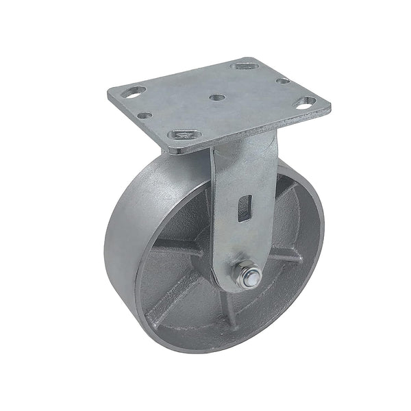Heavy Duty Caster Steel Cast Iron Wheel, Rigid Caster 1250 LB Capacity, 6 Inch